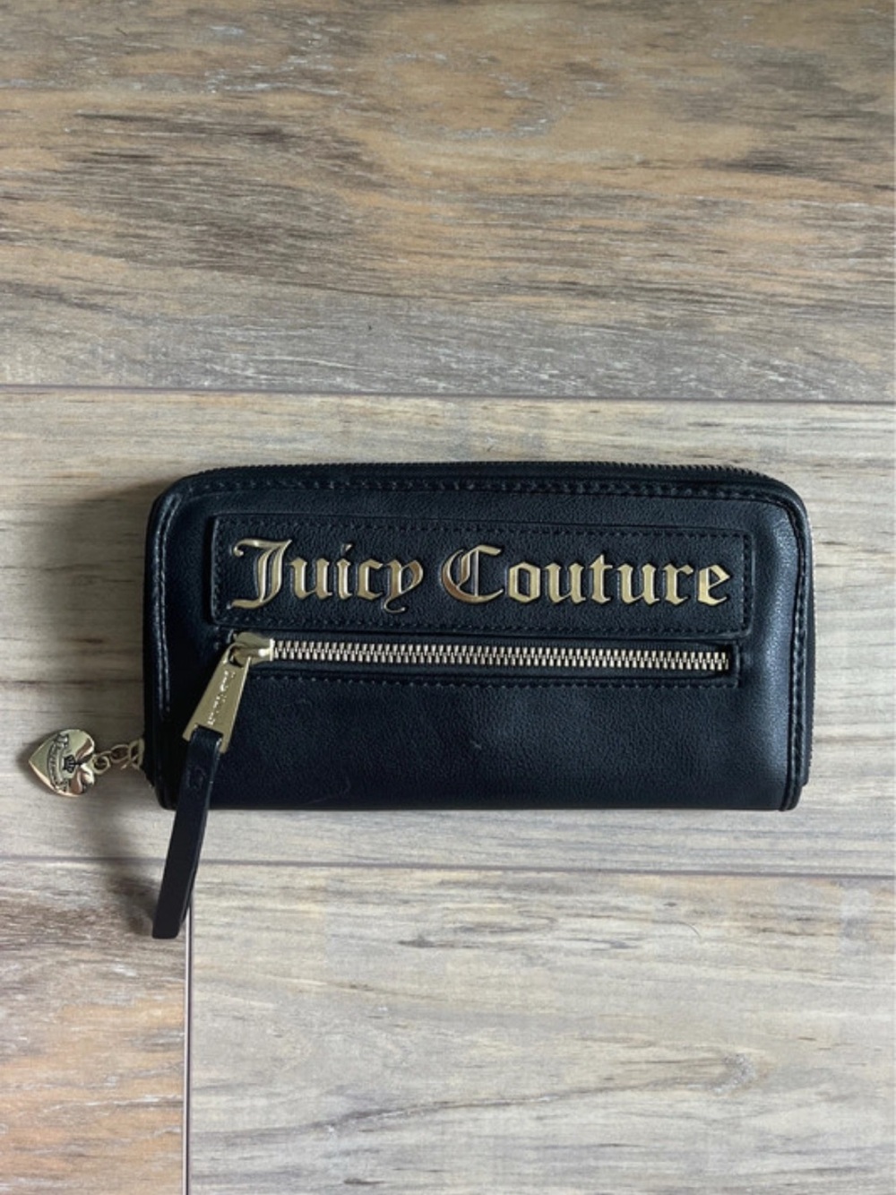 Juicy Couture Black Wallet with Gold Logo and Hardware